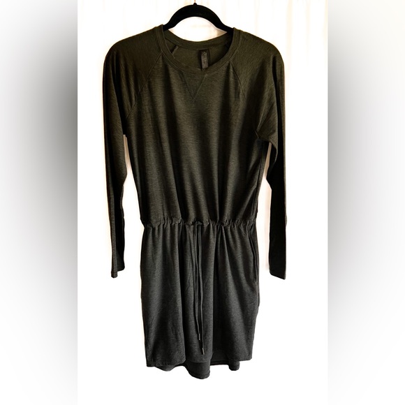 Kyodan Outdoor Heather Gray Long Sleeve Drawstring Waist Jersey Dress, S… - Picture 1 of 14